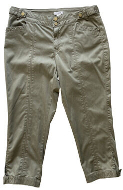 Cache Pants Womens Size 8 Khaki Olive Green Casual Summer Resort Vacation Capris